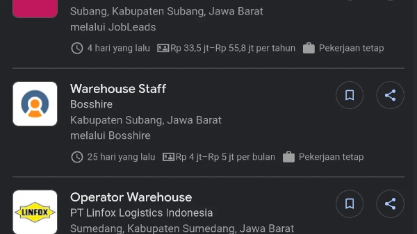 Complete List of Subang Warehouse Lockers August 2026, Salaries Starting from IDR 4 Million and Can Apply Online