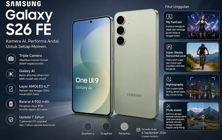 Samsung Galaxy S26 FE Officially Arrives in Indonesia, Brings AI Camera and IDR 500 Thousand Reservation Promo