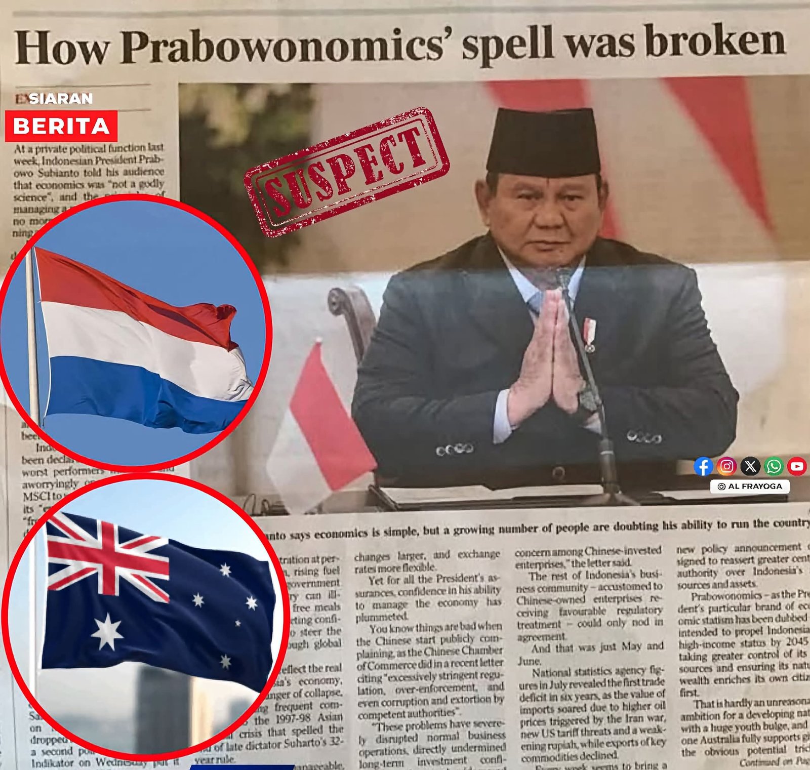 Australian and Dutch Media Highlight the Indonesian Economy in the Prabowo Era, Mention the Risk of Bankruptcy